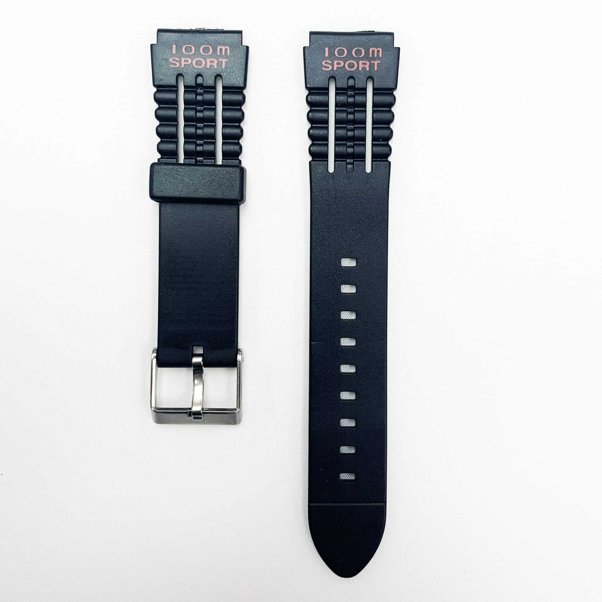 18MM PVC Plastic Watch Band Black00M Sport for Casio Timex Seiko Citizen Iron Man Watches