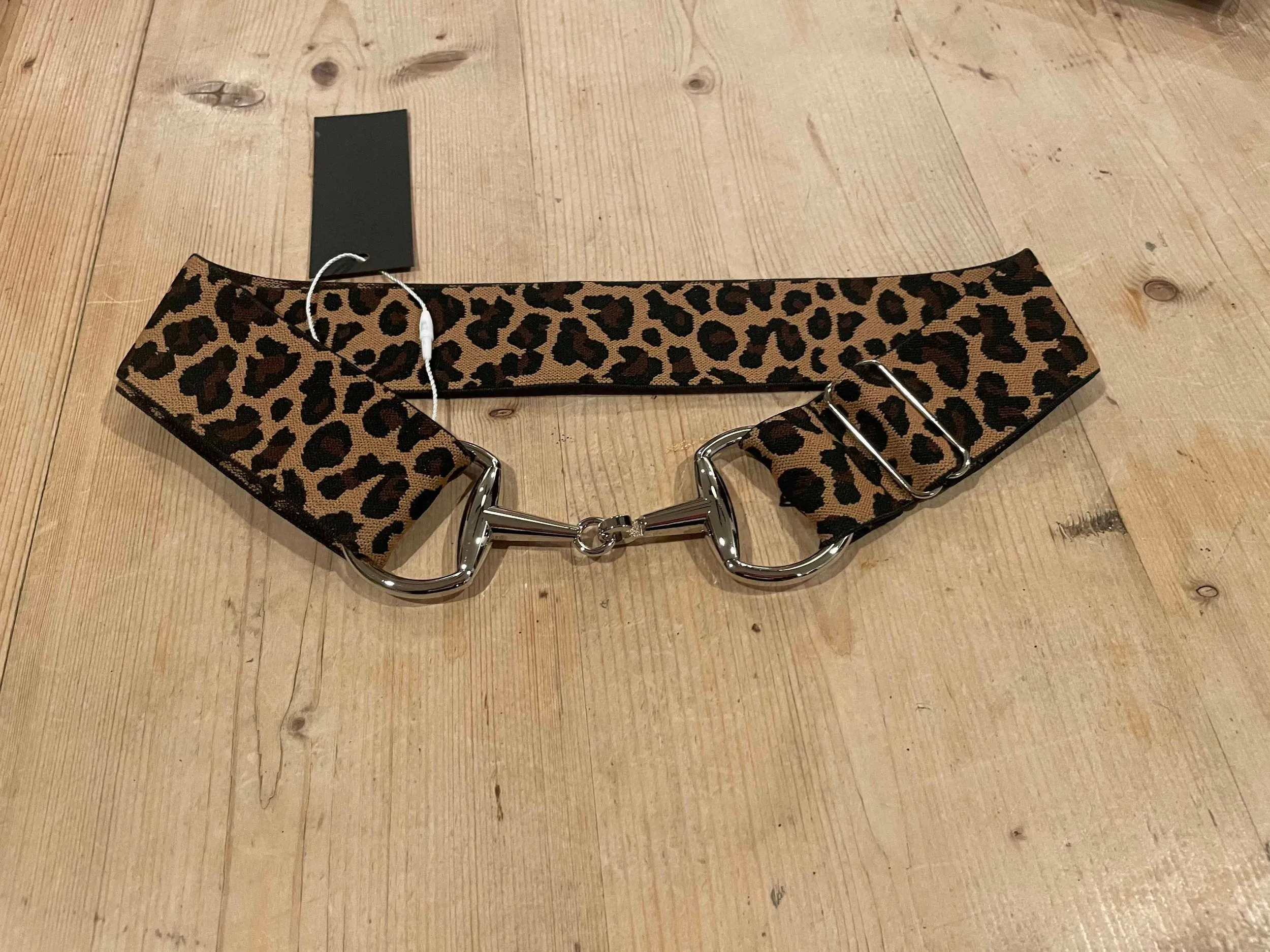 Anademi Stretch Belt with Silver Bit Buckle - Leopard Brown