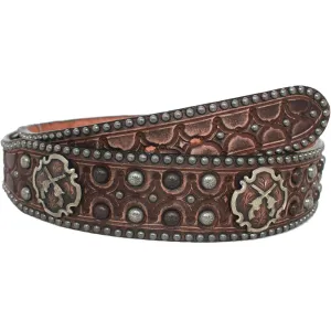 B006 - Brown Vintage Tooled Belt