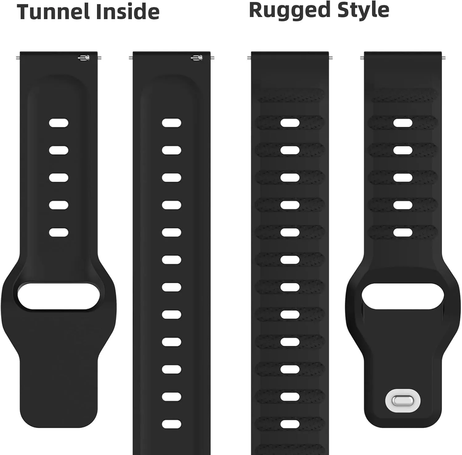 BlackPro Rugged Style 20mm 22mm Watch Band, Quick Release Watch Band with Reinforced Metal Squre Buckle, Soft Silicone Breathable Replacment Sport Loop Watch Straps for Women Men