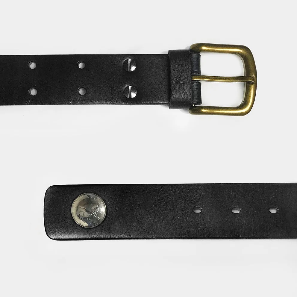 BZEN STRAP LEATHER BELT- BLACK