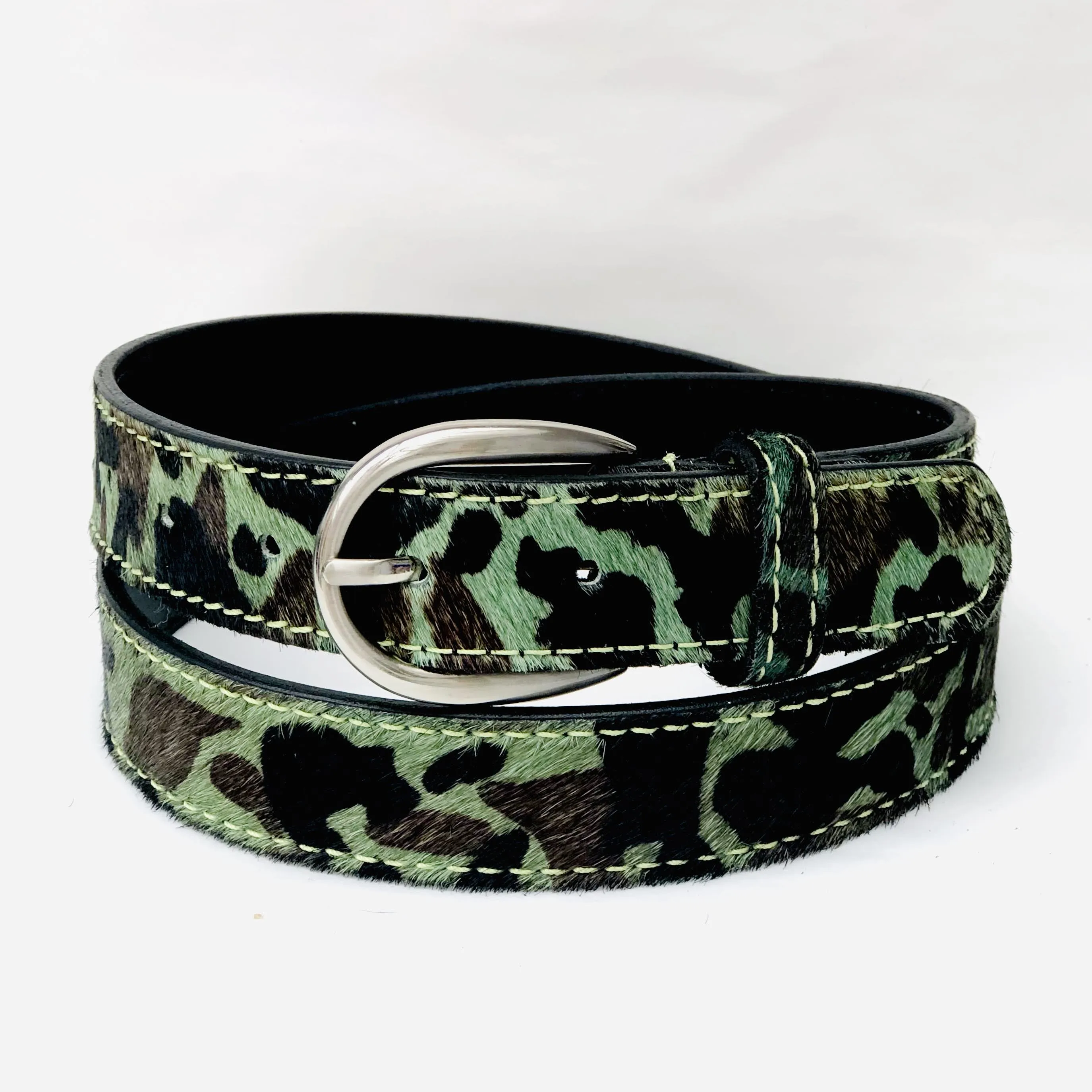 Camo Hair On Hide Leather Belt