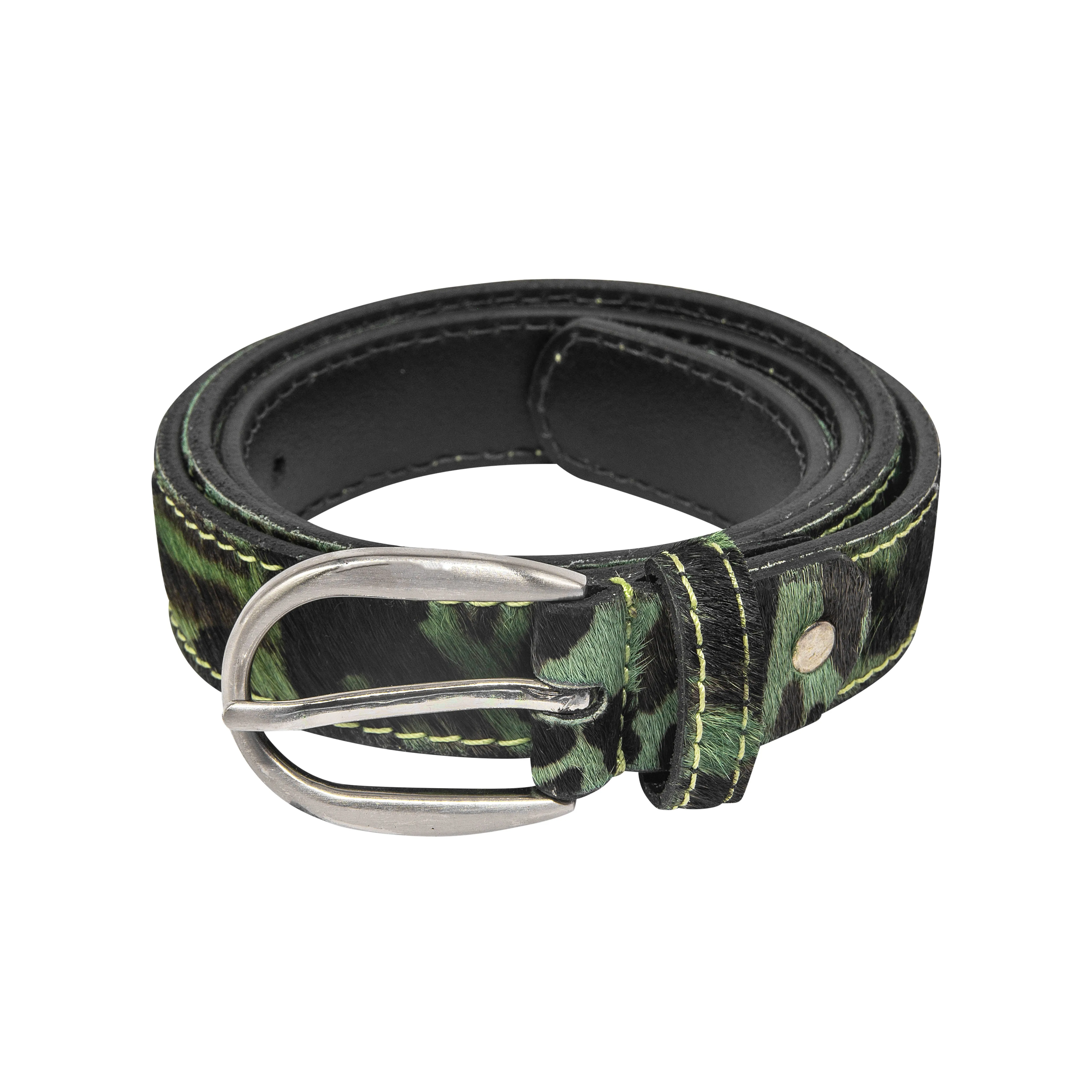 Camo Hair On Hide Leather Belt