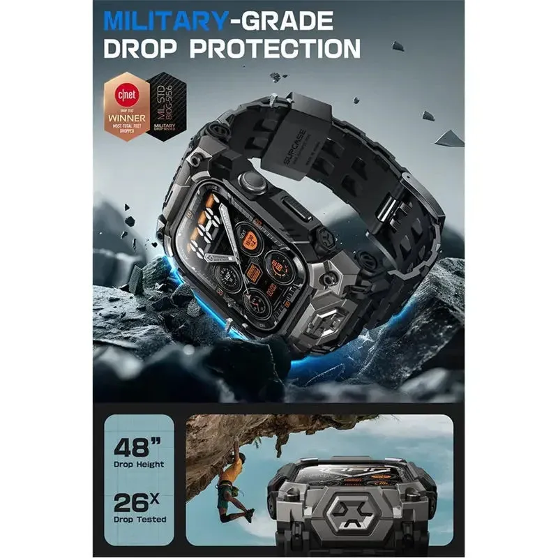 For Apple Watch 10 46mm Ub Ore Anti-scratch Rugged Sport Men Bumper Case with Adjustable Strap Watch Band