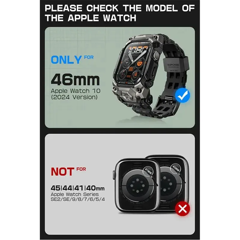For Apple Watch 10 46mm Ub Ore Anti-scratch Rugged Sport Men Bumper Case with Adjustable Strap Watch Band