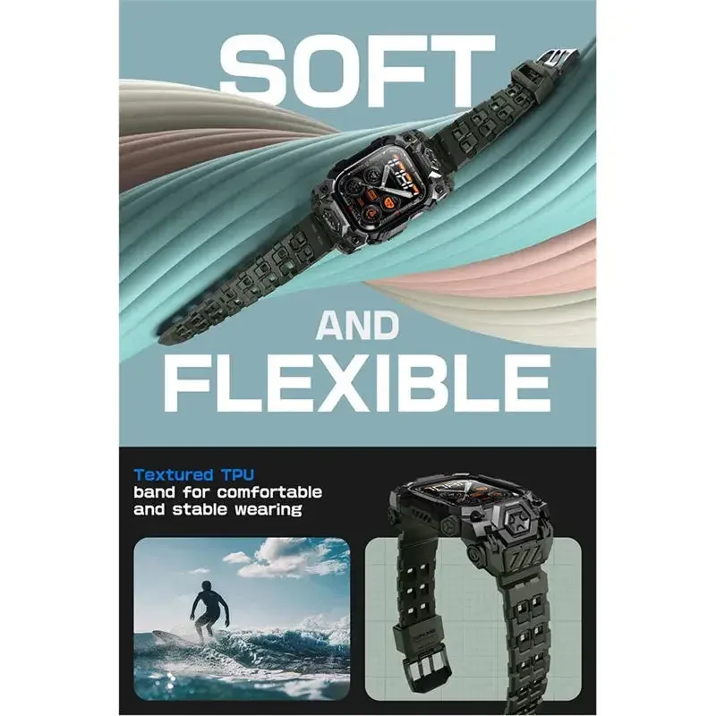 For Apple Watch 10 46mm Ub Ore Anti-scratch Rugged Sport Men Bumper Case with Adjustable Strap Watch Band