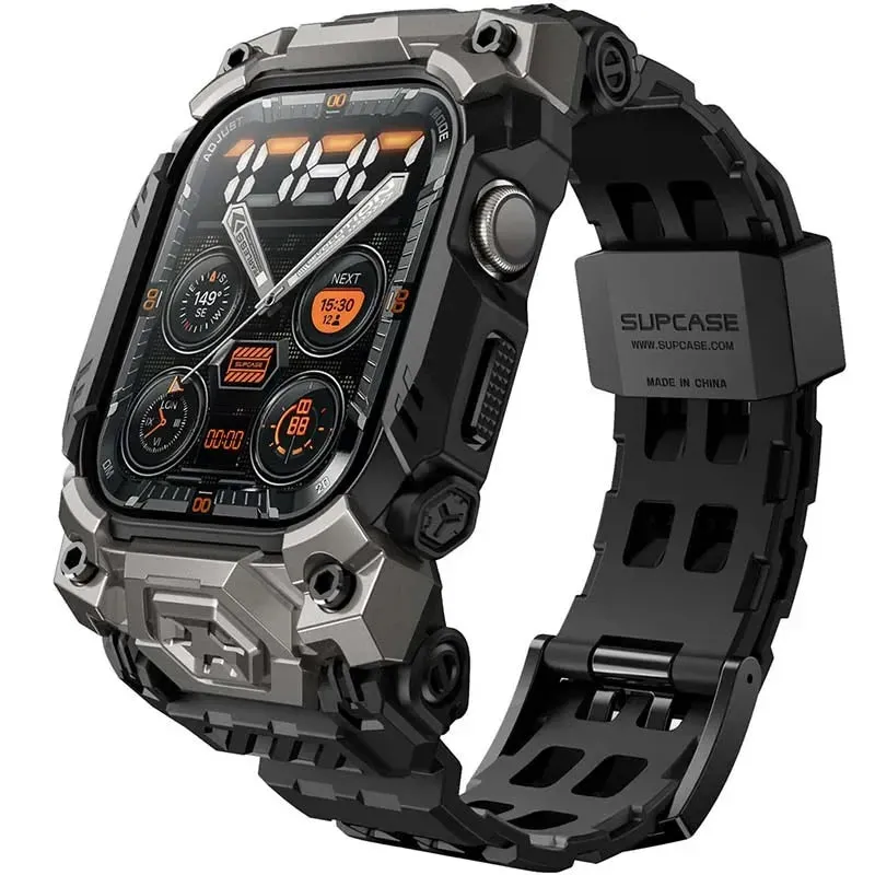 For Apple Watch 10 46mm Ub Ore Anti-scratch Rugged Sport Men Bumper Case with Adjustable Strap Watch Band