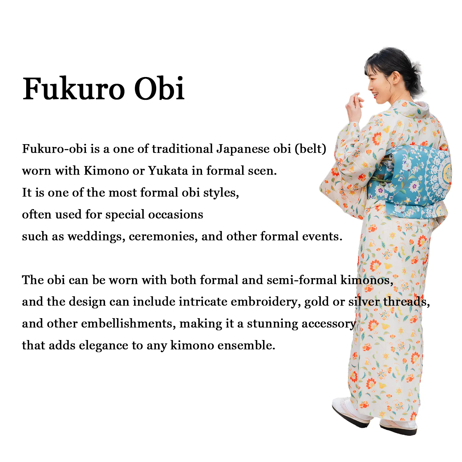 Japanese Kimono Vintage Fukuro Obi - Brown, Circle, Cultural pattern