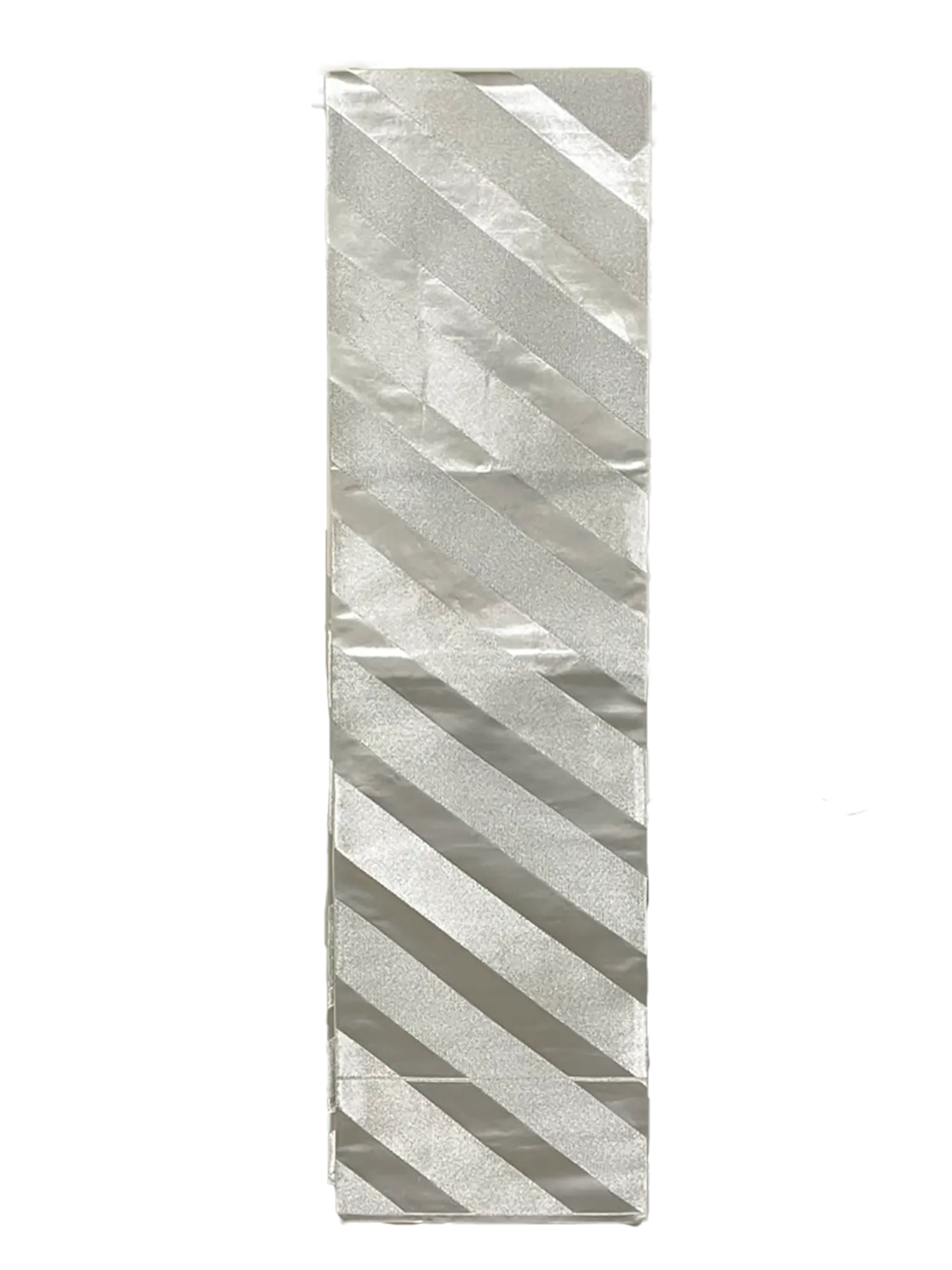 Japanese Kimono Vintage Fukuro Obi - White and Silver Striped pattern