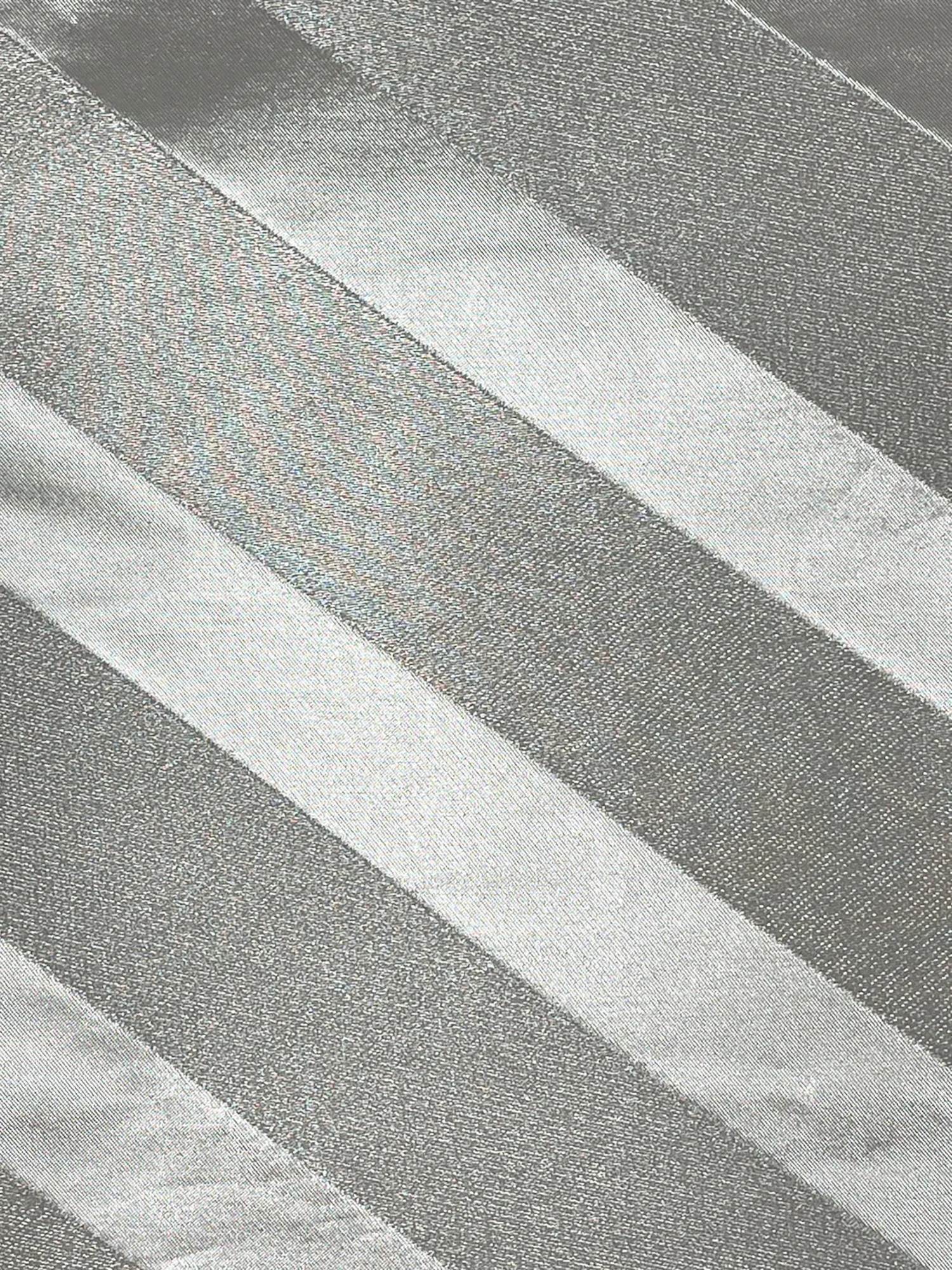 Japanese Kimono Vintage Fukuro Obi - White and Silver Striped pattern