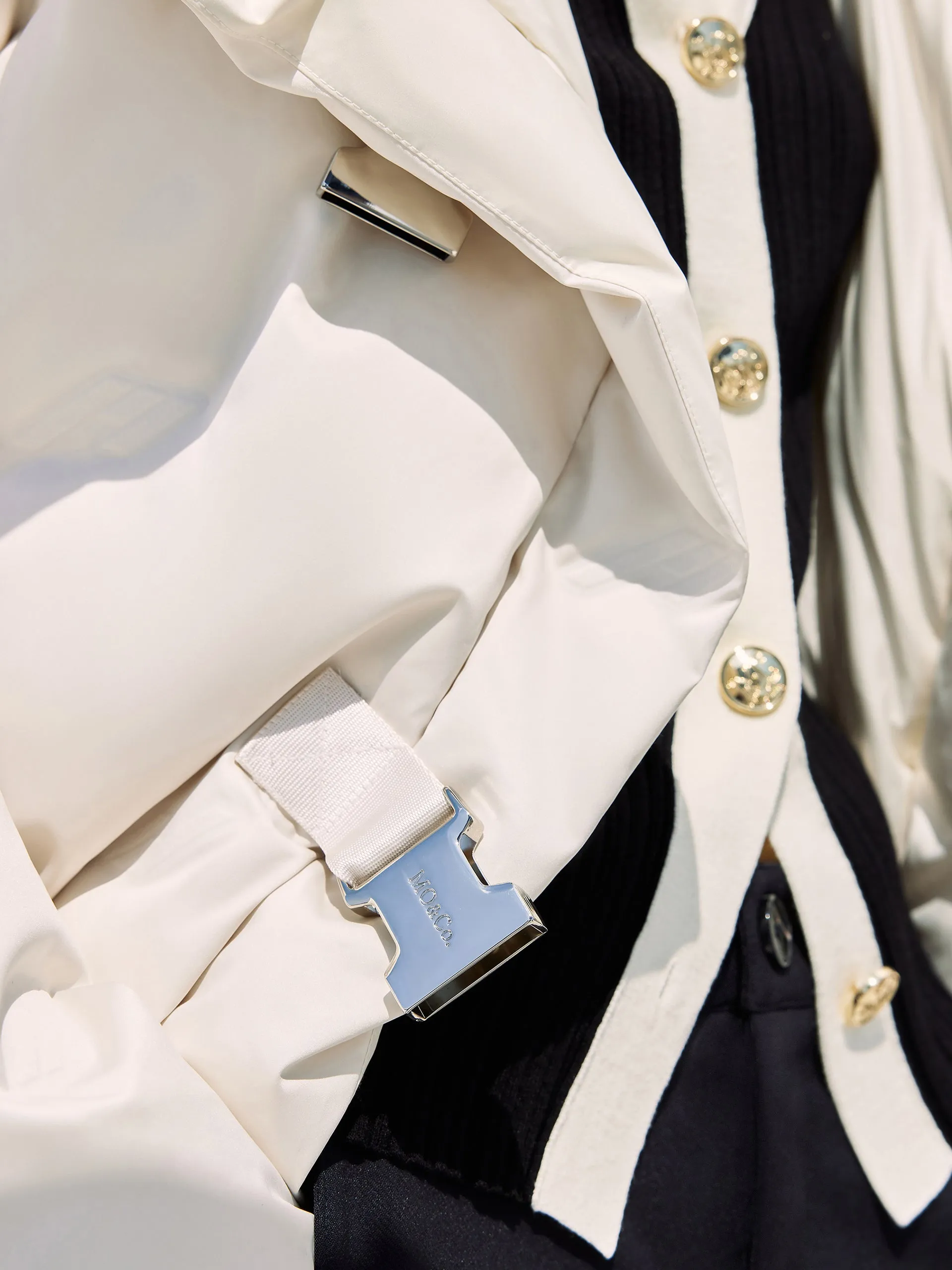 Lapel Collar Down Jacket with Adjustable Belts