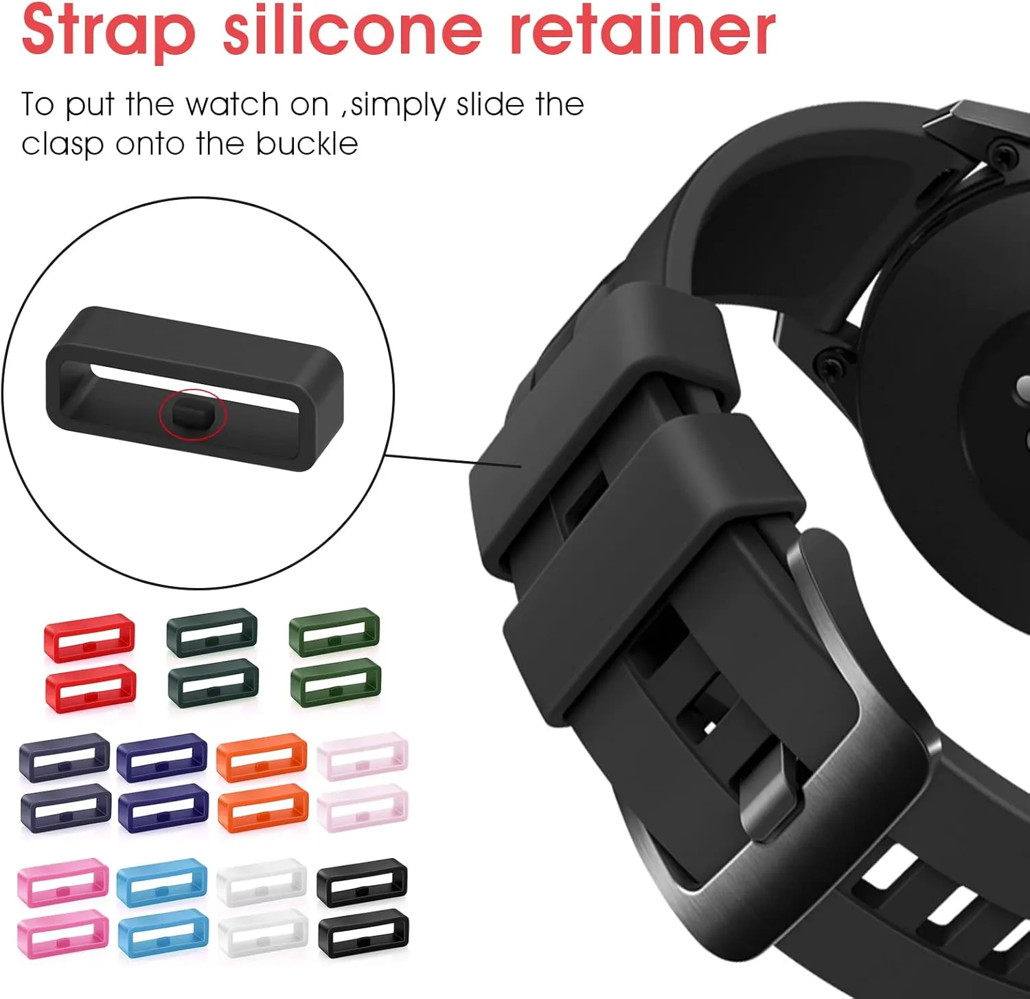 Molain Rubber Replacement Watch Band Strap Loops, 12Pcs Silicone Watch Band Holder, Watch Strap Keeper, Smartwatch Band Retainer Loop, Watch Fastener Rings (4x18mm   4x20mm   4x22mm)