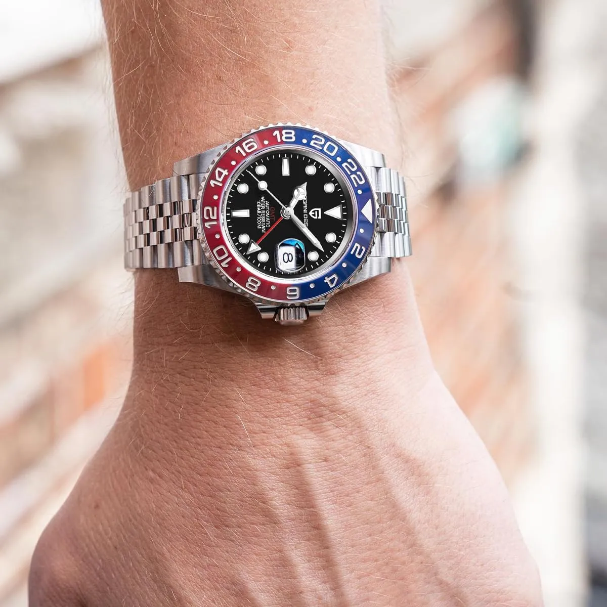 Pagani Design GMT Automatic Mechanical Men's Watch Rotating Ceramic Bezel Stainless Steel Watch with Date Function Men's Sport Watch