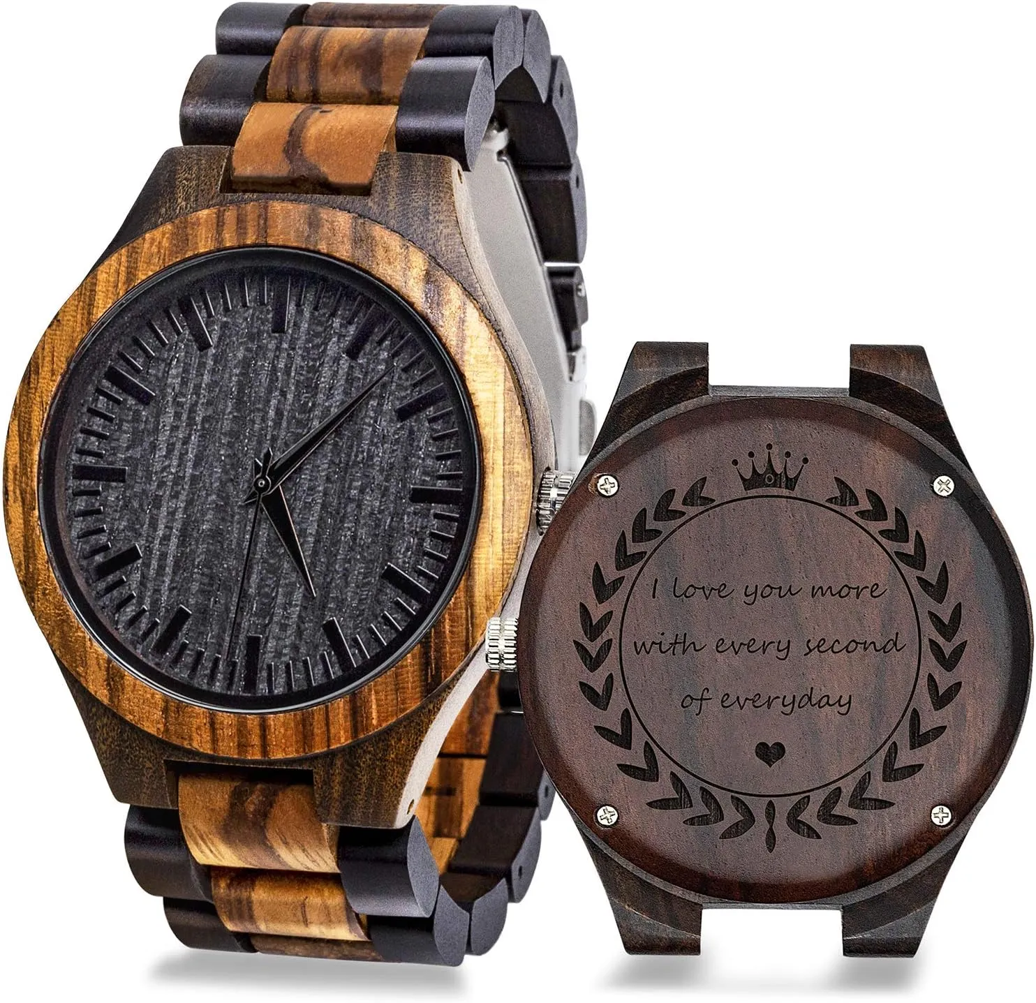 Personalized Engraved Men Natural Wood Watches for Husband Boyfriend Sweetheart Wooden Strap Band Customized Stylish Classic Unique Birthday Birthday Anniversary Valentine's Gifts