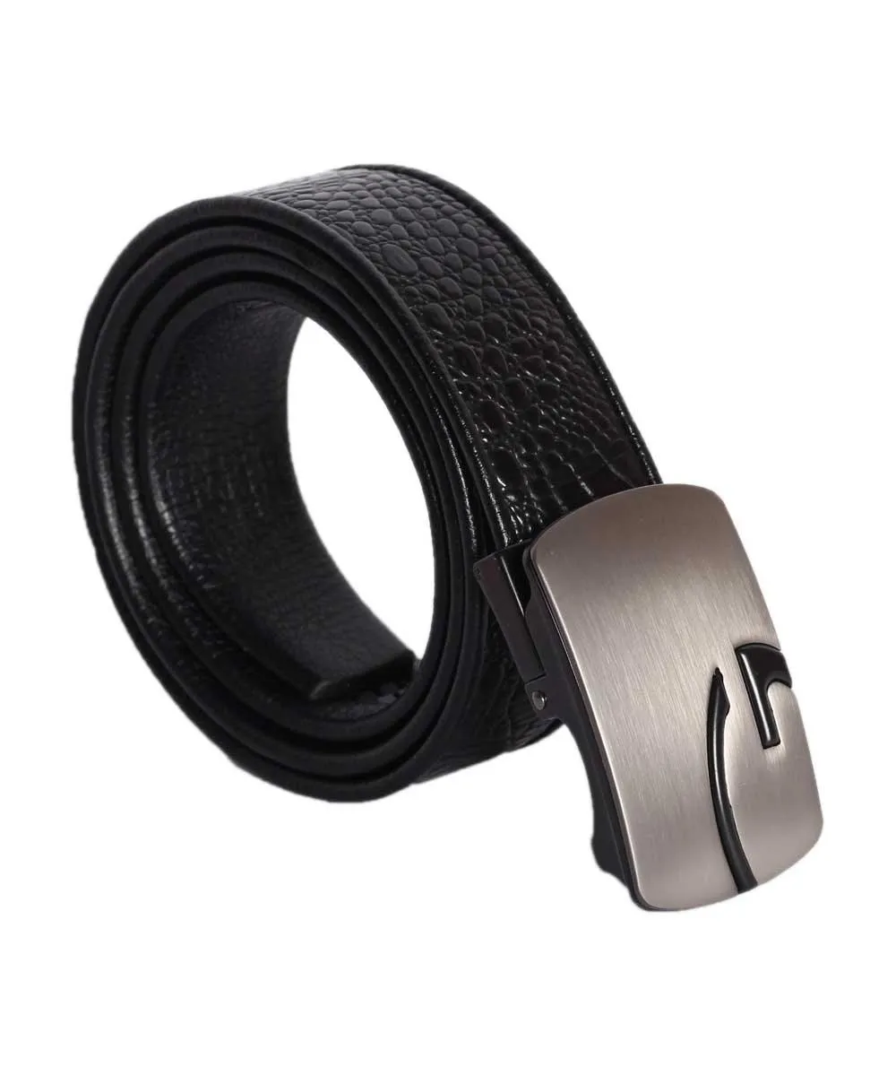 side Logo Print black leather Belt
