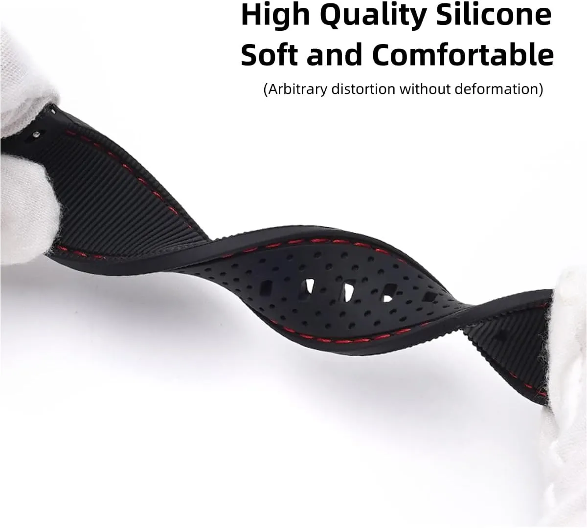 Sporty Soft Silicone Adjustable Watch Bands,Waterproof Rubber Watch Bands for Women & Men,Breathable Quick Release Watch Straps,Compatible with Regular & Smart Watch Bands