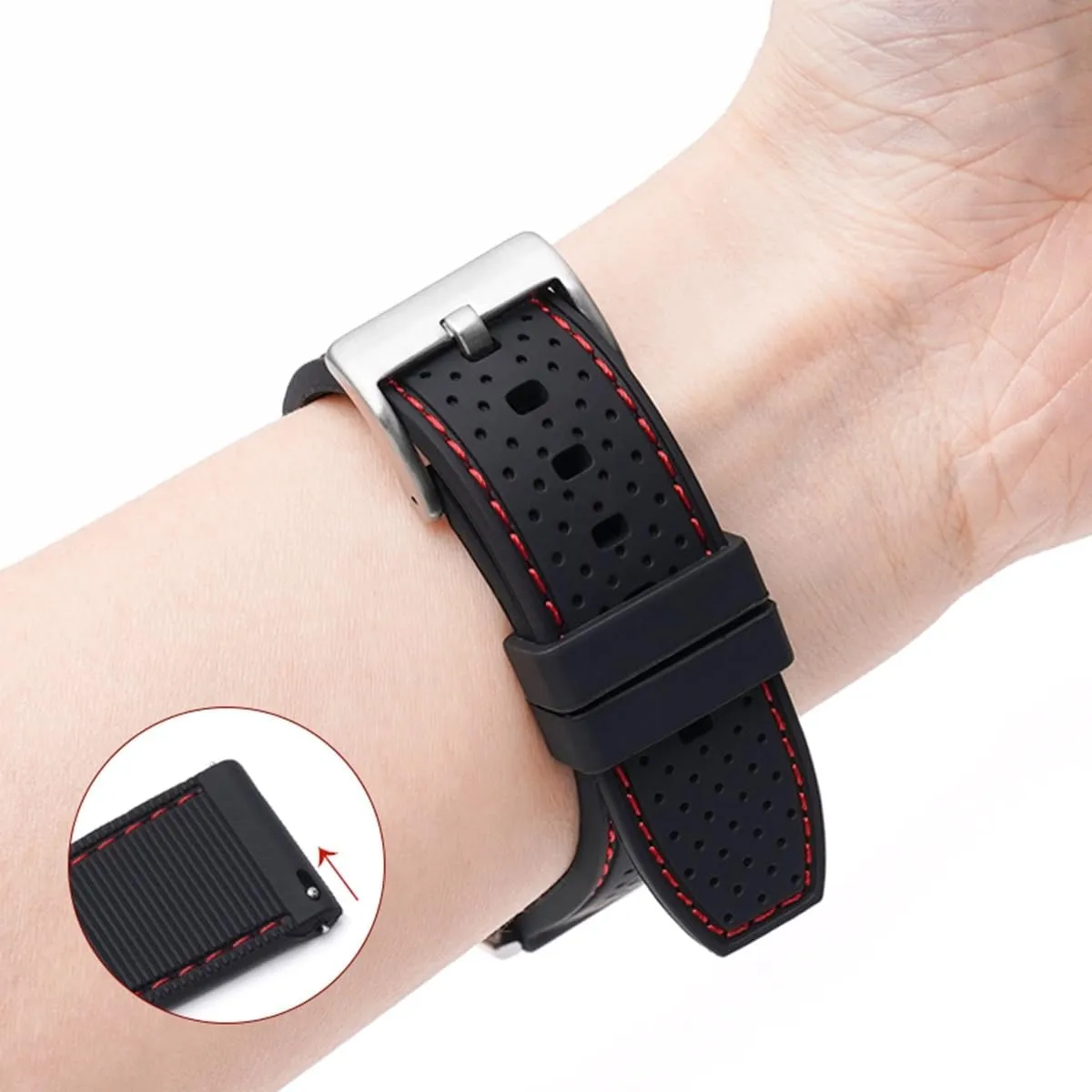 Sporty Soft Silicone Adjustable Watch Bands,Waterproof Rubber Watch Bands for Women & Men,Breathable Quick Release Watch Straps,Compatible with Regular & Smart Watch Bands