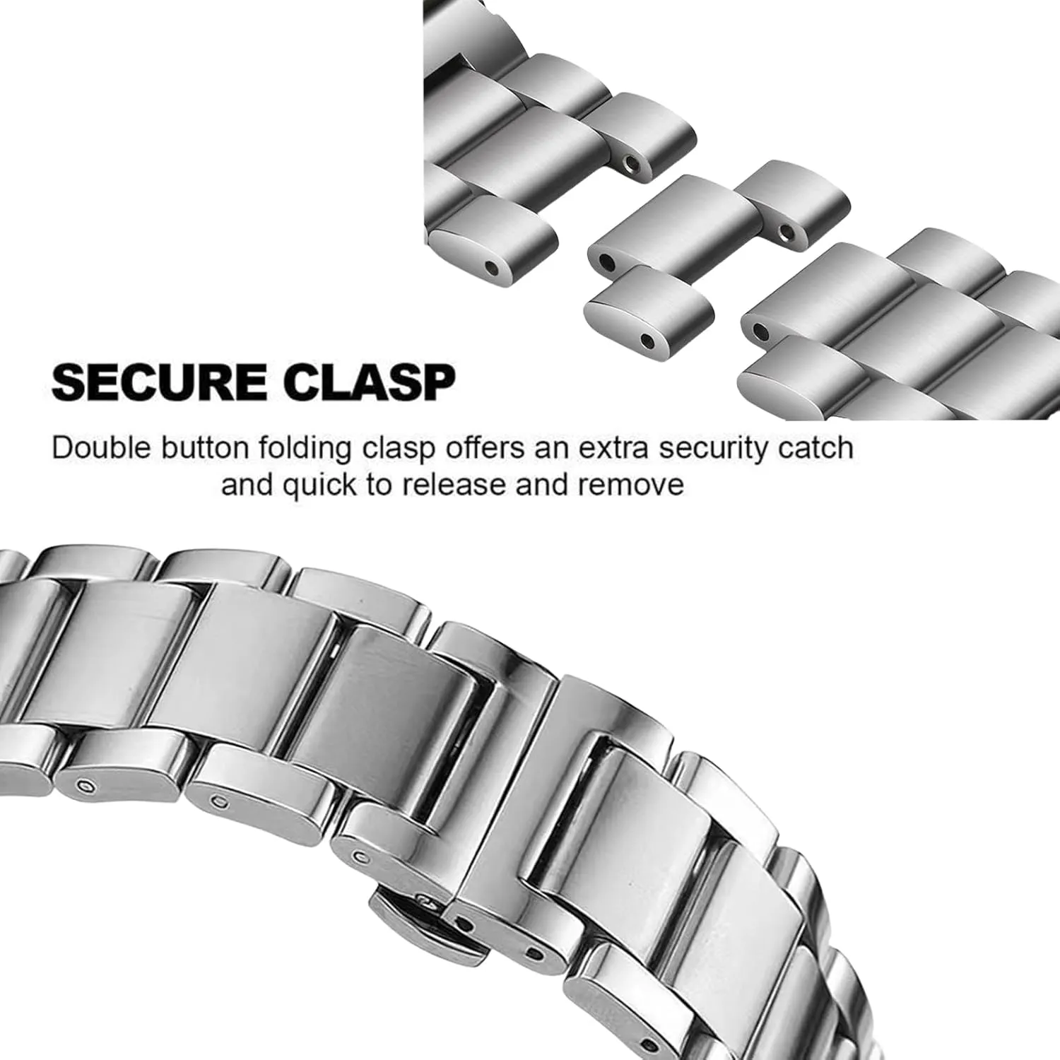 Stainless Steel Watch Band Curved End 14mm 15mm 16mm 17mm 18mm19mm 20mm 21mm 22mm 23mm 24mm Watch Bracelet Polished Brushed Metal Watch Strap Replacement Band Men Women